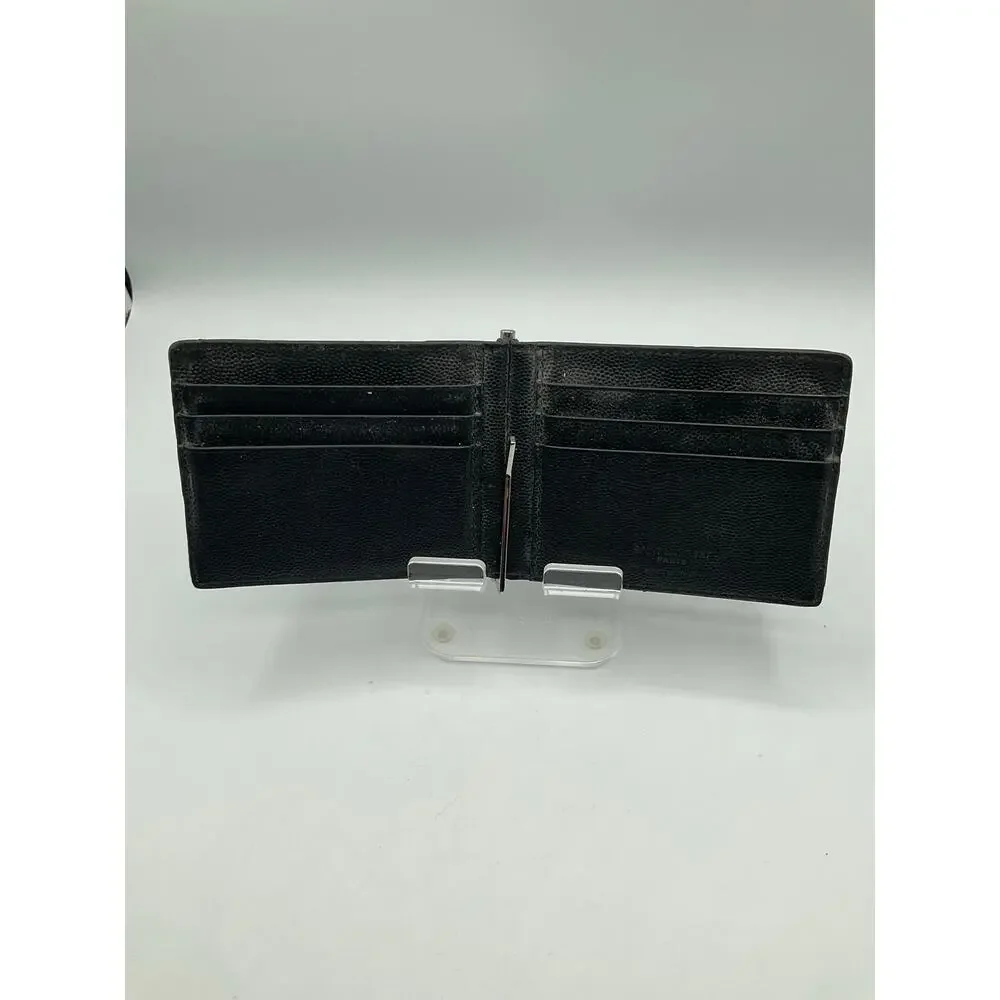 Saint Laurent Black Leather Money Clip Wallet